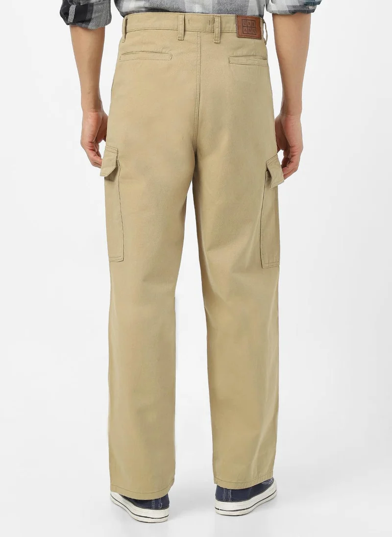 Urbano Fashion  Urbano Fashion Men's Light Olive Loose Baggy Fit Solid Cargo Chino Trouser Pant with 6 Pockets Non-Stretchable for Men | Best Price UAE